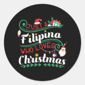 Sticker Rond Juste une Philippine qui aime Noël (Devant)