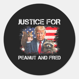 Sticker Rond Justice Pour L'Écureuil D'Arachide Fred Raccoon Vo