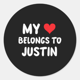 Sticker Rond Justin - Mon Coeur Appartient À Justin - Amour