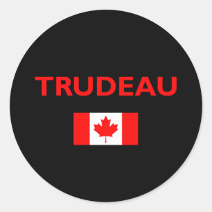 Sticker Rond Justin Trudeau Canada Drapeau canadien foncé