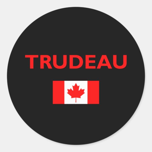 Sticker Rond Justin Trudeau Canada Drapeau canadien foncé (Devant)