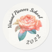 Sticker Rond JW Pioneer School 2022 - Conception de fleurs vint (Devant)