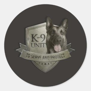 Sticker Rond K9 unité - Malinois - berger belge