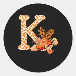 Sticker Rond K est pour la gentillesse Orange anti-intimidation
