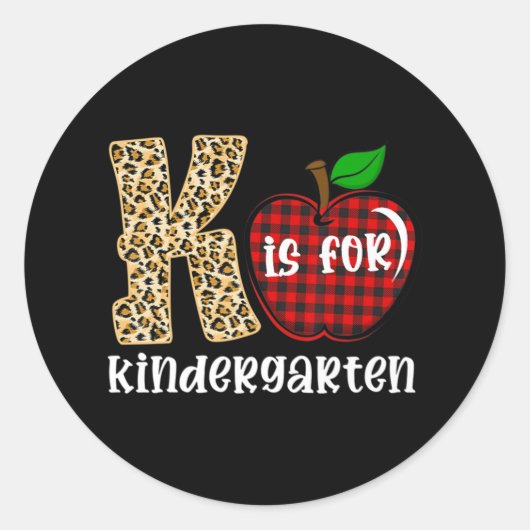 Sticker Rond K Est Pour Le Jardin D'Enfants Enseignant Leopard (Devant)