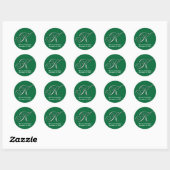 Sticker Rond K initial vert monogramme nom personnalisé pour sc (Feuille)