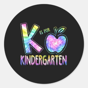 Sticker Rond K is For Kindergarten Teacher Tie Dye Retour à Sch