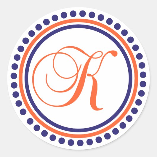 Sticker Rond K Monogramme (bleu/orange point cercle) (Devant)
