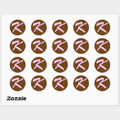 STICKER ROND K MONOGRAMME PREMIER ROSE BROWN (Feuille)