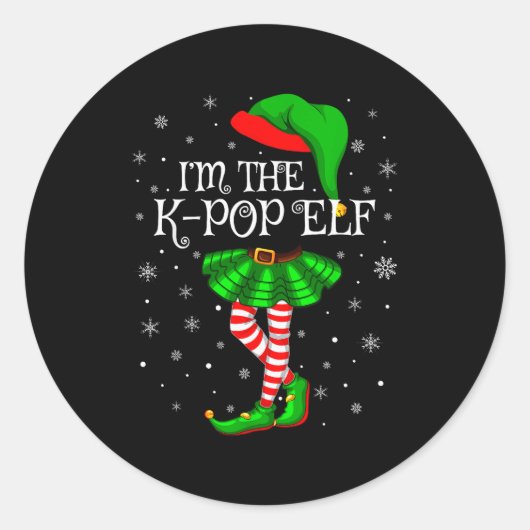 Sticker Rond K-p Elf Christmas Family Group Women Girls Xmas Pa (Devant)