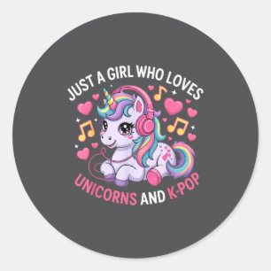 Sticker Rond K-p Juste une fille qui aime les licornes et K-p K