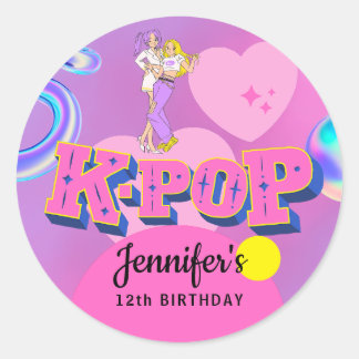 Sticker Rond K-Pop Music Star Coréen Pop Thème Anniversaire