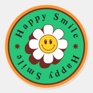 Sticker Rond K Vert Brown Moderne Gras Illustré Joyeux Sourire