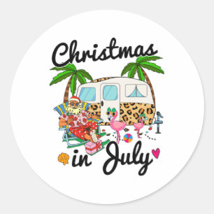 Sticker Rond Ka13 Léopard Camping Rv Noël en Juillet Camionneur