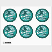 Sticker Rond Kaanapali Hawaii logo turquoise surfer (Feuille)
