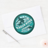 Sticker Rond Kailua Kona Hawaii logo turquoise surfer (Enveloppe)