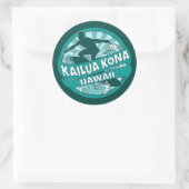 Sticker Rond Kailua Kona Hawaii logo turquoise surfer (Sac)