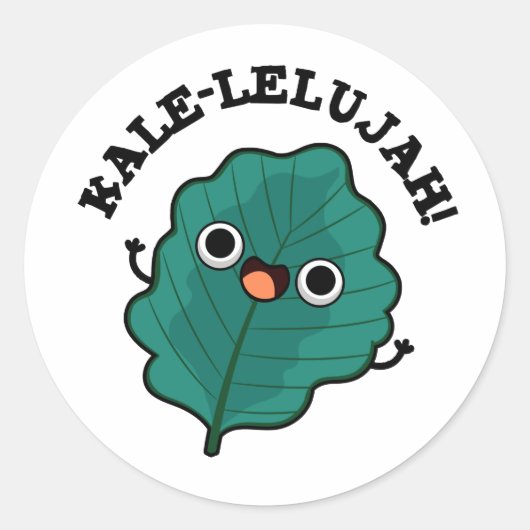 Sticker Rond Kale-lelujah Funny Veggie Kale Pun (Devant)