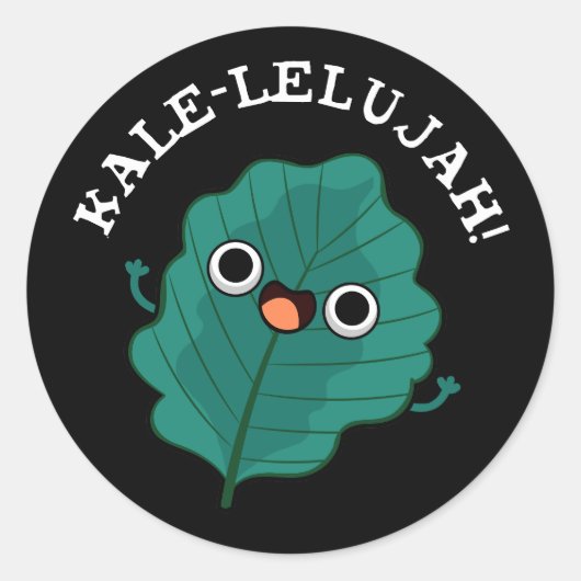 Sticker Rond Kale-lelujah Funny Veggie Kale Pun Dark BG (Devant)