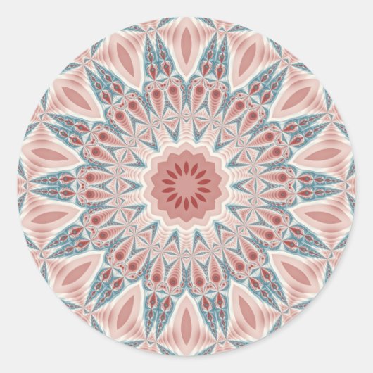 Sticker Rond Kaleidoscope Abstrait moderne Mandala Fractal Art (Devant)