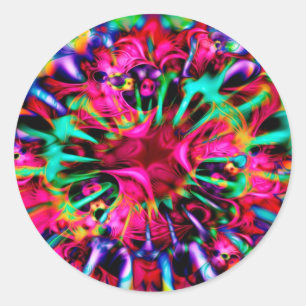 Sticker Rond Kaleidoscope Apophyse Fractal Art - I