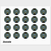 Sticker Rond Kaleidoscope bleu et jaune Imprimer (Feuille)