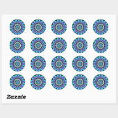 Sticker Rond KALEIDOSCOPE BLEU ~ Stickers/Enveloppeurs (Feuille)