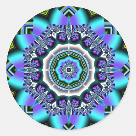 Sticker Rond KALEIDOSCOPE BLEU ~ Stickers/Enveloppeurs (Devant)