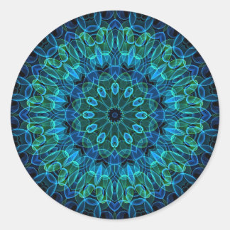 Sticker Rond Kaléidoscope Blue Green Gems