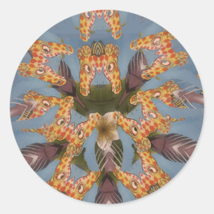 Sticker Rond Kaleidoscope Giraffe Mandala : Safari Art Abstrait