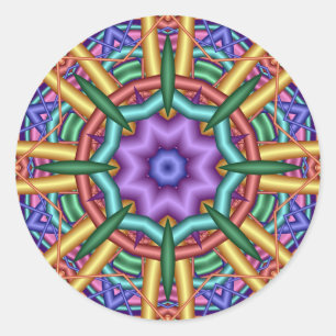 Sticker Rond Kaléidoscope motif Pastel