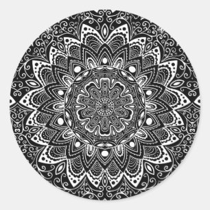 Sticker Rond Kaleidoscope noir et blanc