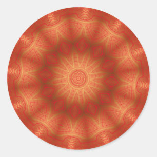 Sticker Rond Kaleidoscope or et rouge