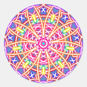 Sticker Rond Kaleidoscope sur bleu