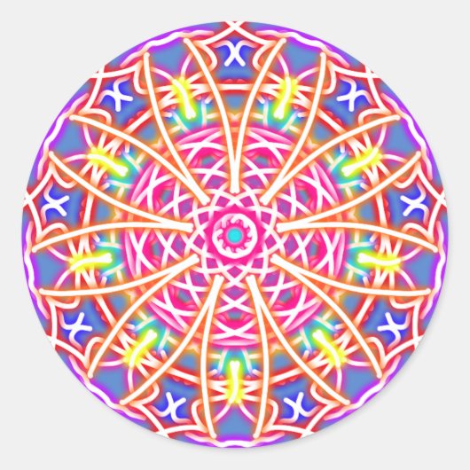 Sticker Rond Kaleidoscope sur bleu (Devant)