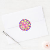 Sticker Rond Kaleidoscope sur bleu (Enveloppe)