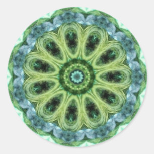 Sticker Rond kaléidoscope vert de turquoise