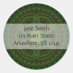 Sticker Rond Kaleidoscope vert florissant