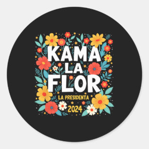 Sticker Rond Kama La Flor La Presidenta 2024 Kamala Harris Elec