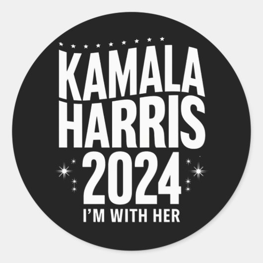 Sticker Rond Kamala 2024 Soutenez I'm With Her Kamala Harris (Devant)