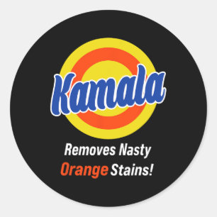 Sticker Rond Kamala 2024 supprime les voix Nasty Orange