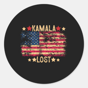 Sticker Rond Kamala a perdu le drapeau américain des élections 