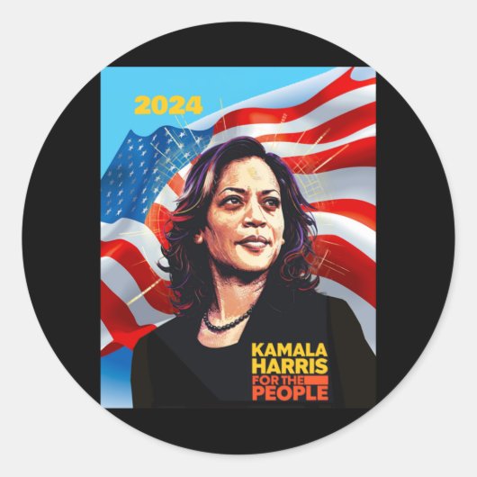 Sticker Rond Kamala Harris 2024 2 (Devant)