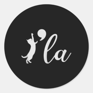 Sticker Rond Kamala Harris 2024 Cat Lady Président Comma La Fun