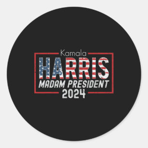 Sticker Rond Kamala Harris 2024 Madame la Présidente Election C