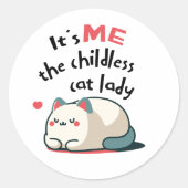 Sticker Rond Kamala Harris 2024 Mignonne Dame Chat Sans Enfant (Devant)
