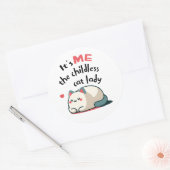 Sticker Rond Kamala Harris 2024 Mignonne Dame Chat Sans Enfant (Enveloppe)