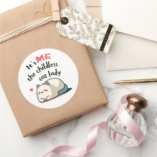Sticker Rond Kamala Harris 2024 Mignonne Dame Chaton Sans Enfan