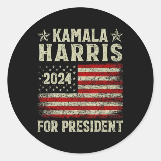 Sticker Rond Kamala Harris 2024 Pour La Campagne Électorale (Devant)