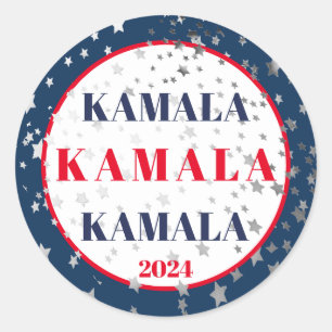 Sticker Rond Kamala Harris 2024 Support Rouge Blanc Bleu